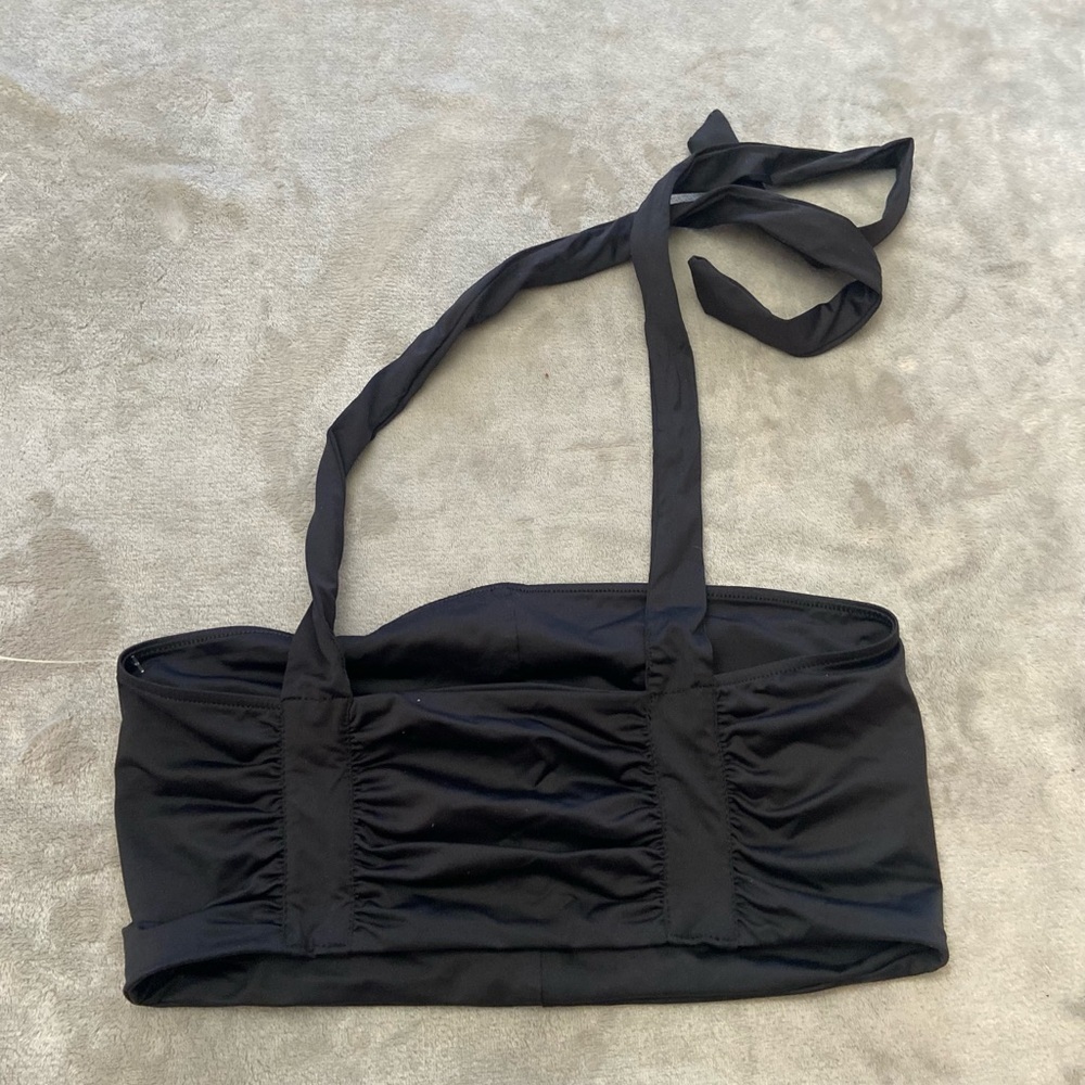 New! Frankie’s Bikinis Black Ruched Halter Neck Bikini Top 3095 - Picture 2 of 6